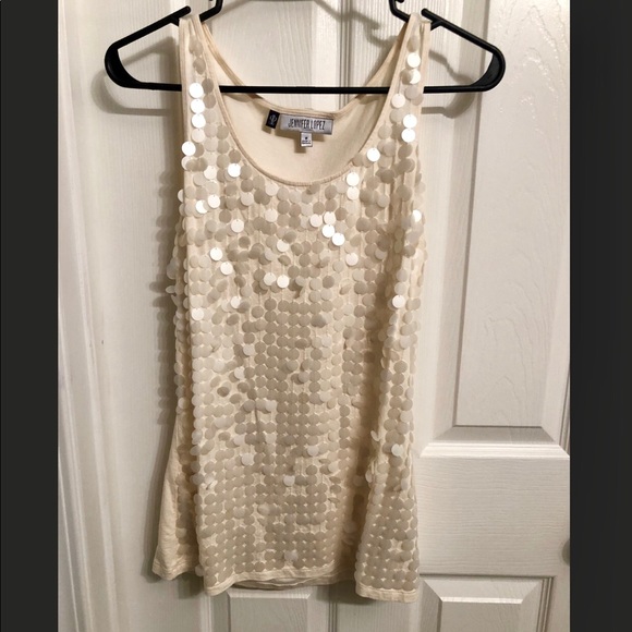 JLo dressy tank top cream color with accents - Picture 1 of 6